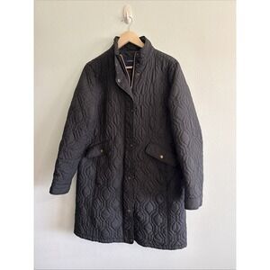 Lands' End Women's Primaloft Quilted  Knee Length Jacket XL Black